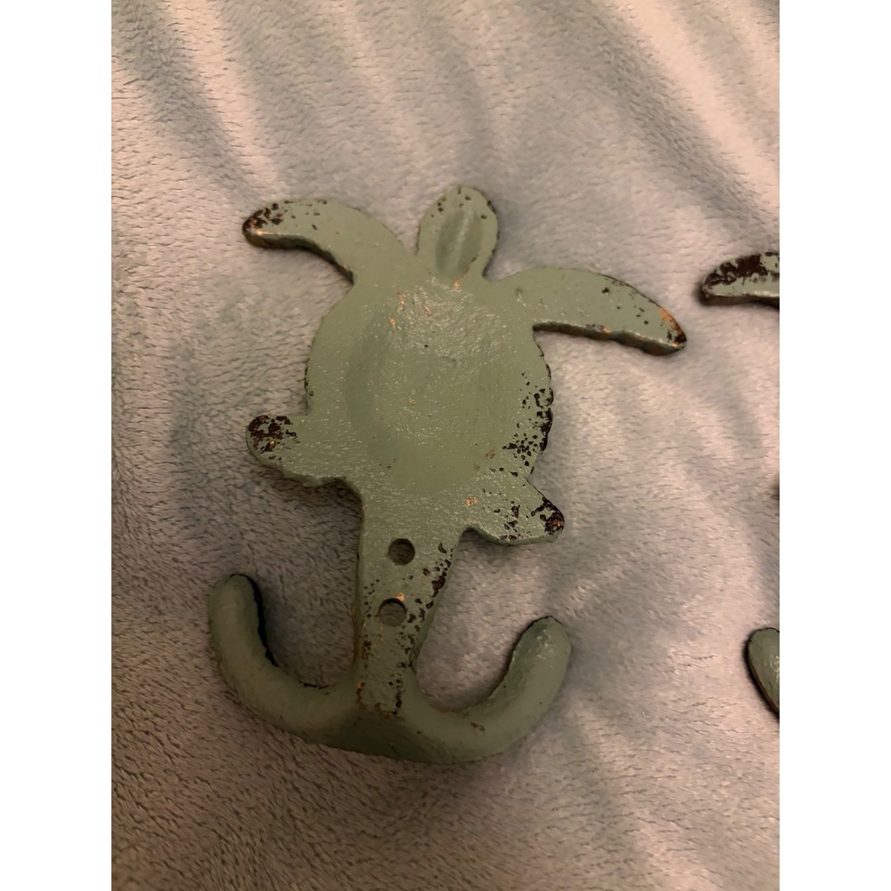 Cast Iron Sea Turtle Wall Hooks Set of 3 Weathered Bronze Nautical Beach Decor - Picture 4 of 8